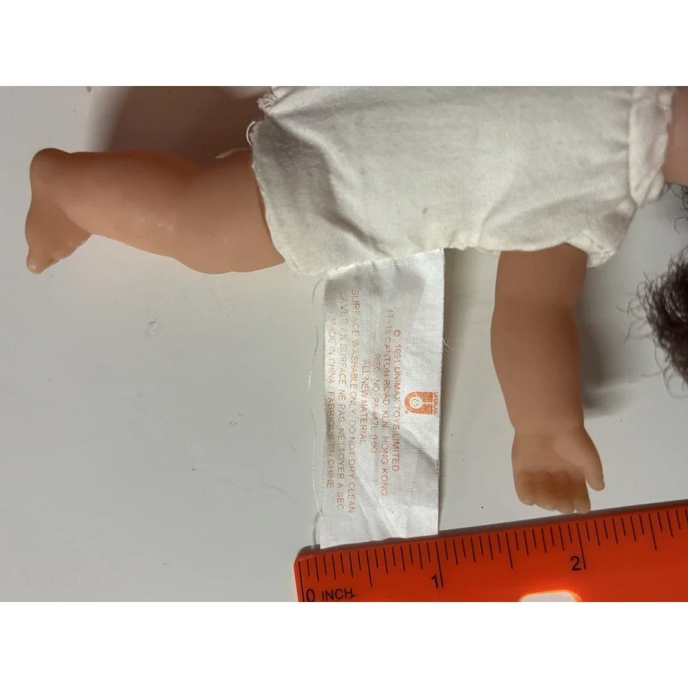 Vintage Baby Girl Doll Lot 6in Brown Hair w/ Outfit & Bottles Unimax/Corelle Mix